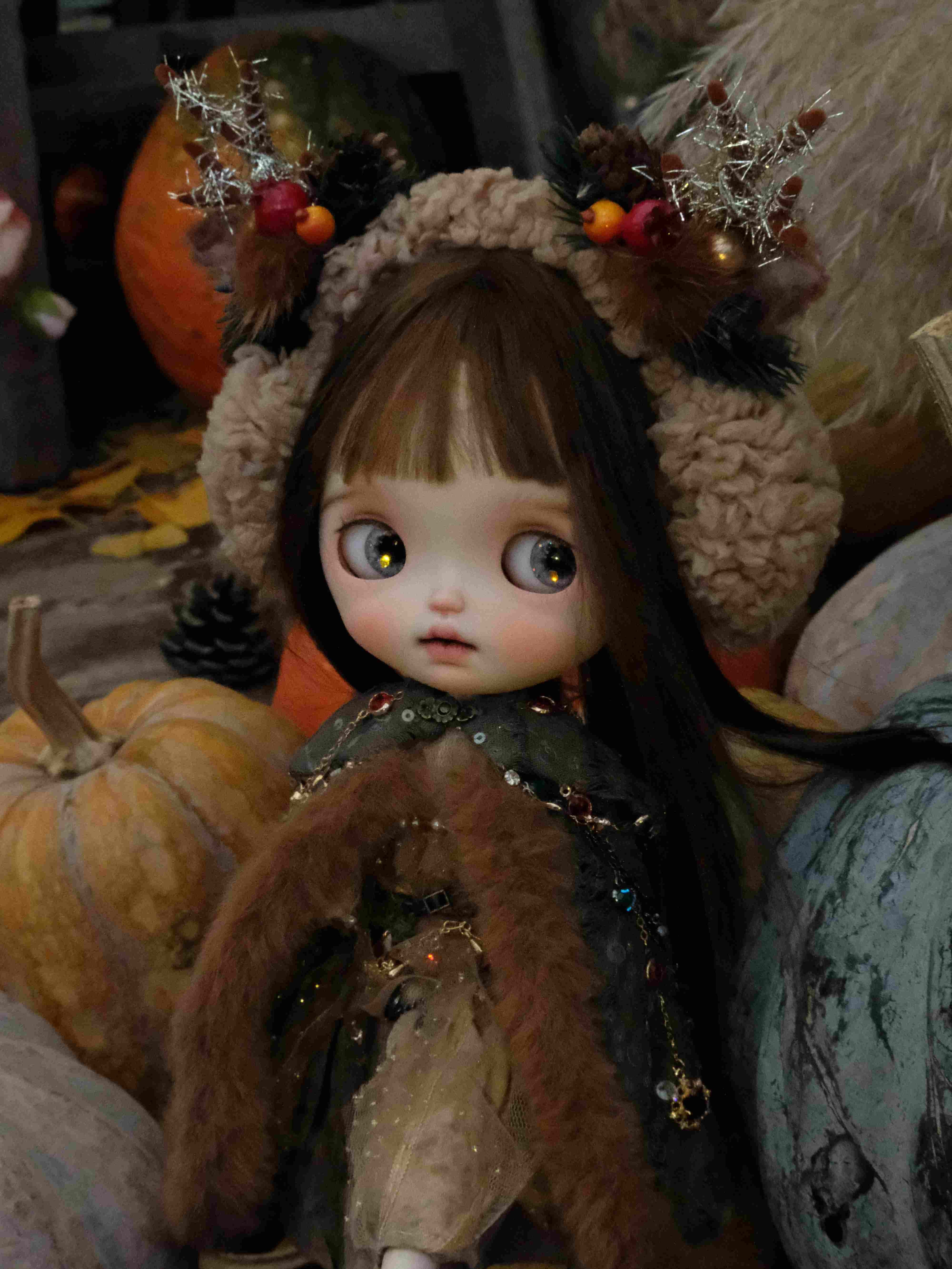 Handmade Outfit for Blythe/Obitsu, Woodland Faun Cape Dress Set