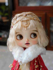 Handmade Outfit for Blythe/Obitsu, Rhinestone Chain Red Cape Dress Set