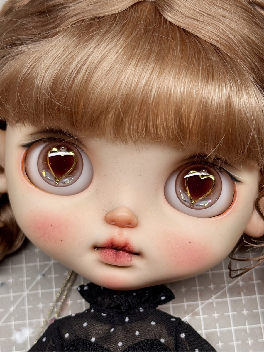Handmade Blythe Eyechips, Brown Tone, Heart