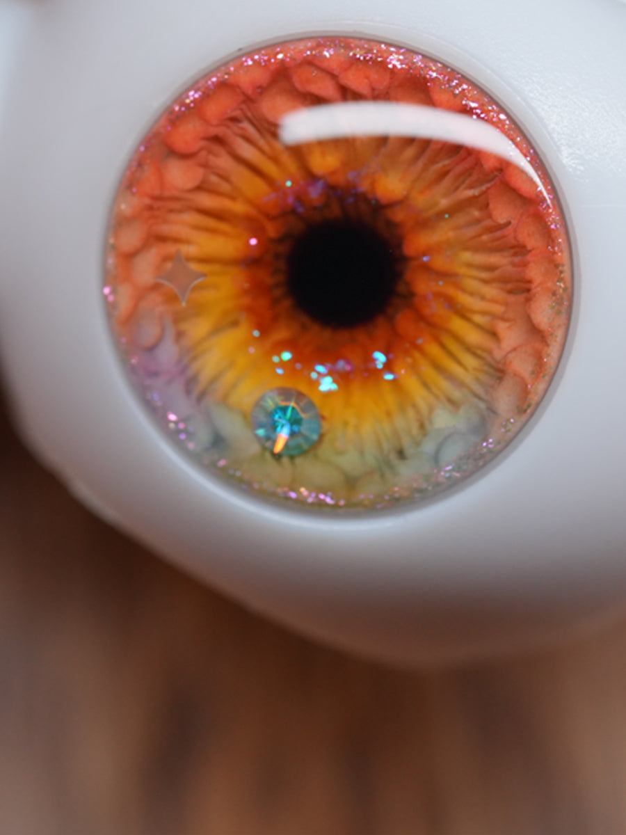 Handmade Blythe Eyechips, Orange Tone, Veining