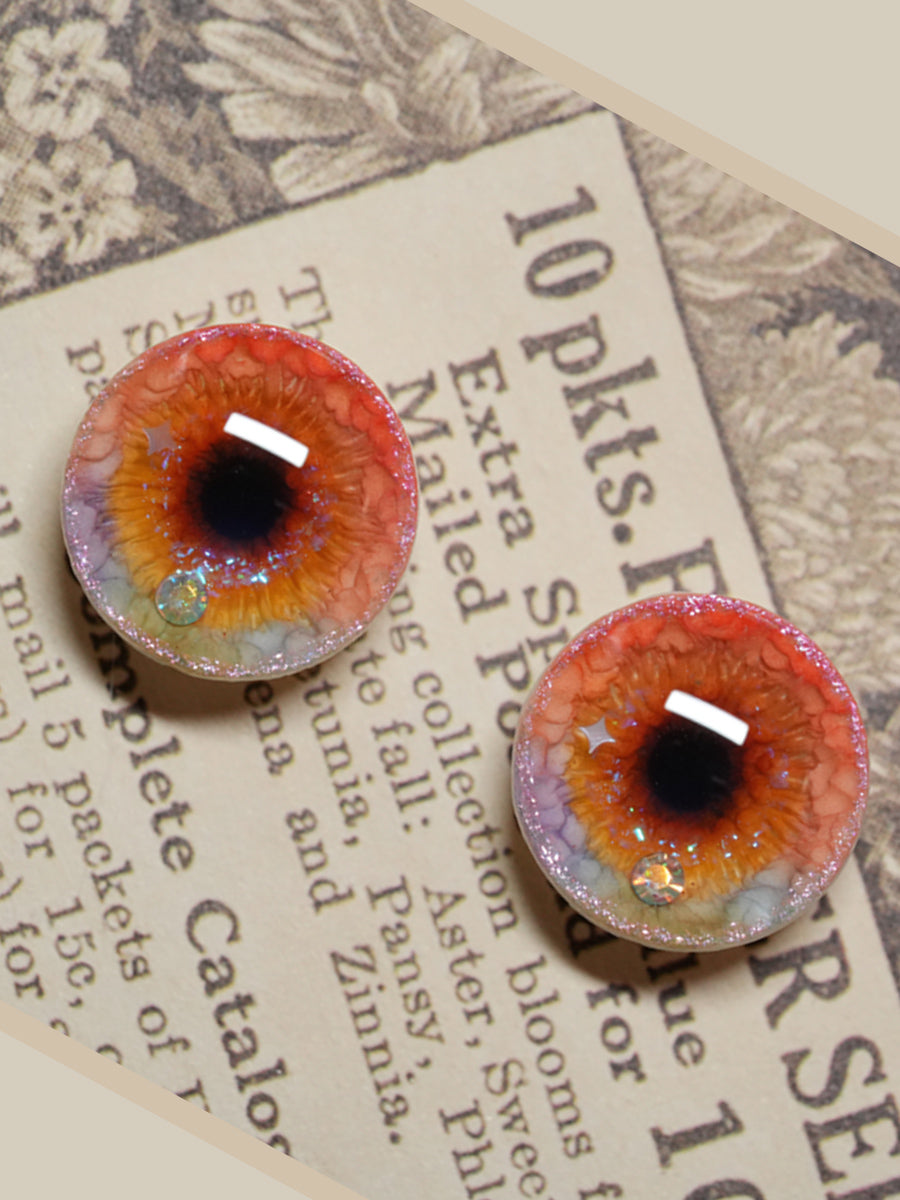 Handmade Blythe Eyechips, Orange Tone, Veining