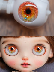 Handmade Blythe Eyechips, Orange Tone, Veining