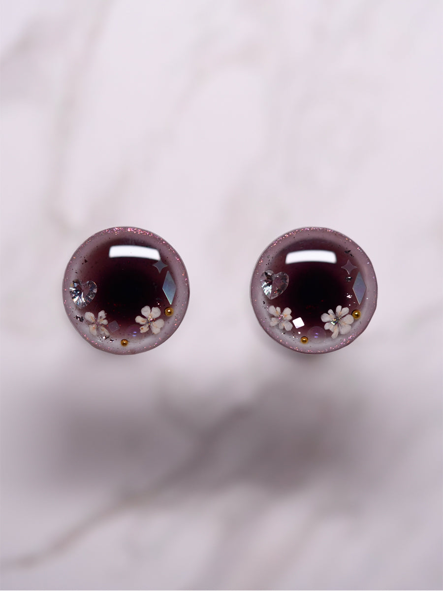 Handmade Blythe Eyechips, Reddish Brown Tone, Flower