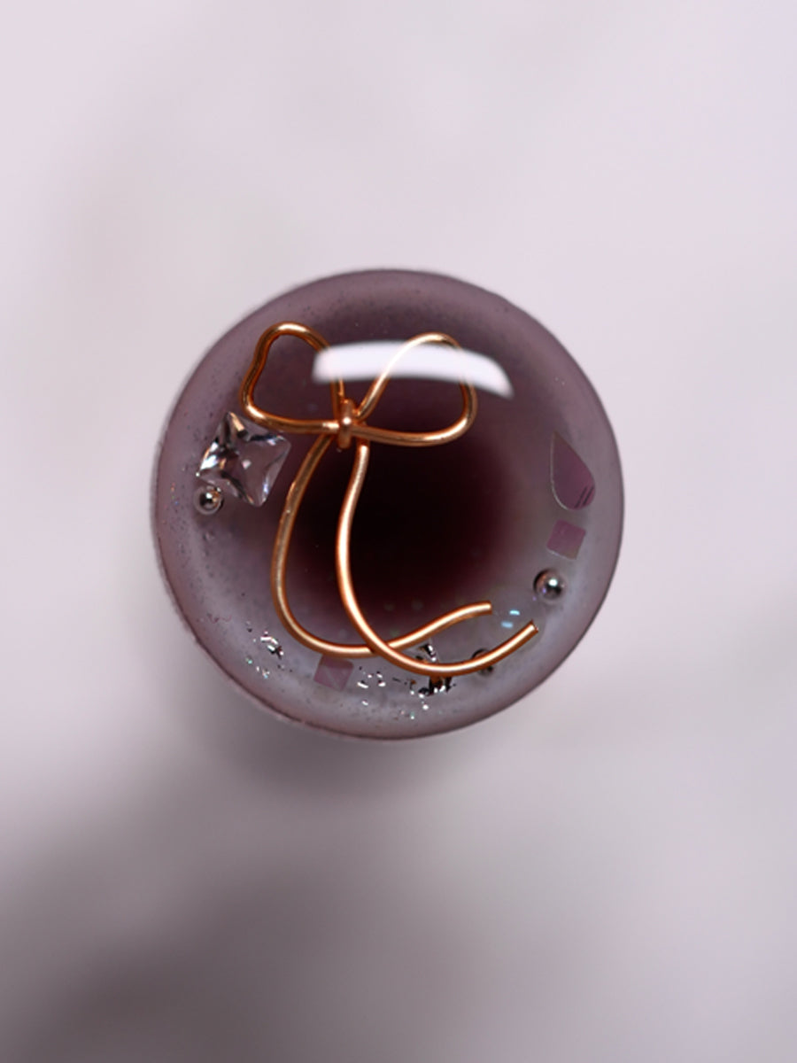 Handmade Blythe Eyechips, Reddish Brown Tone, Bow