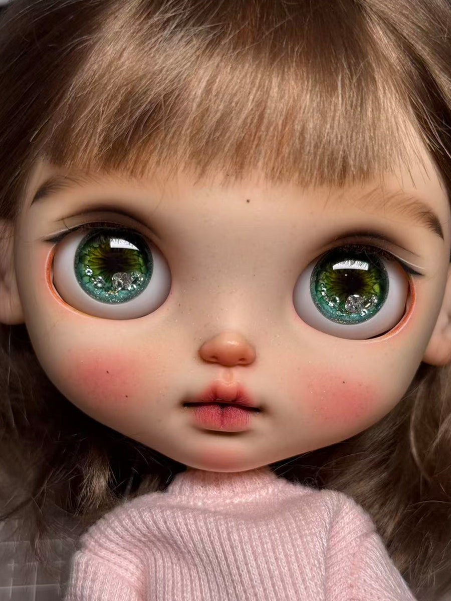 Handmade Blythe Eyechips, Green Tone, Jade Frost