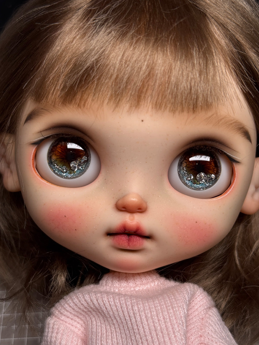 Handmade Blythe Eyechips, Reddish Brown Tone, Crystal