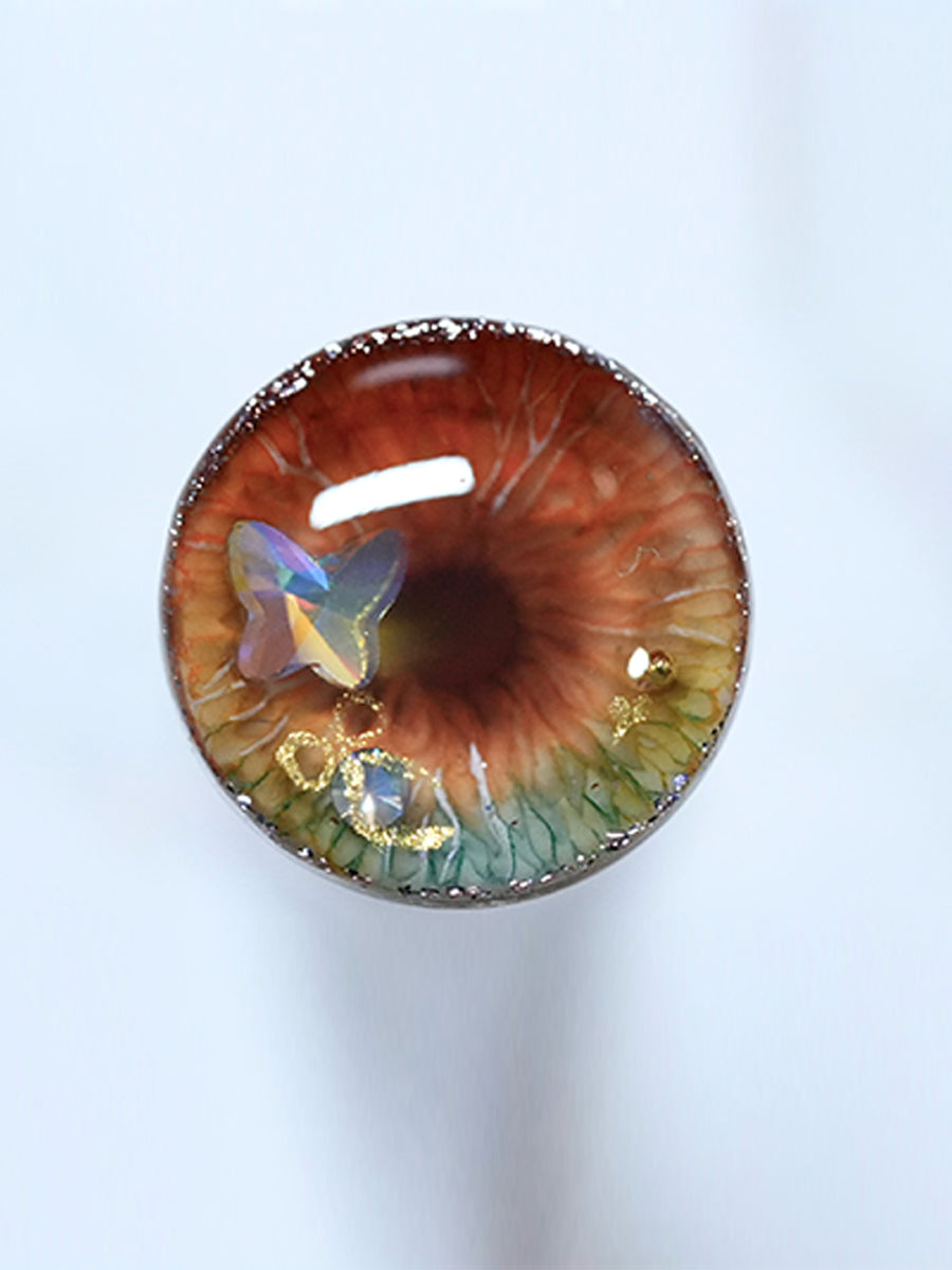 Handmade Blythe Eyechips, Orange Tone, Veining