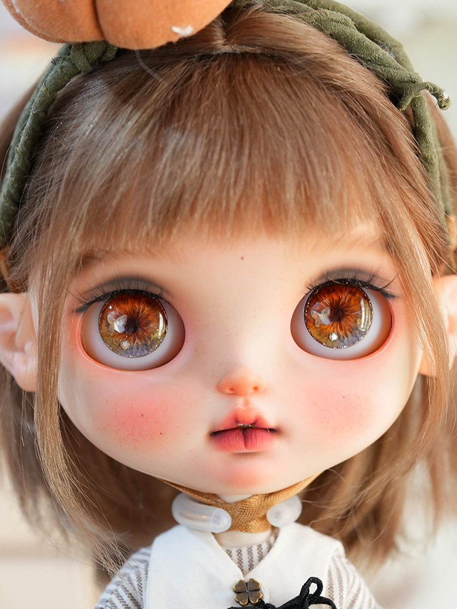 Handmade Blythe Eyechips, Orange Tone, Veining