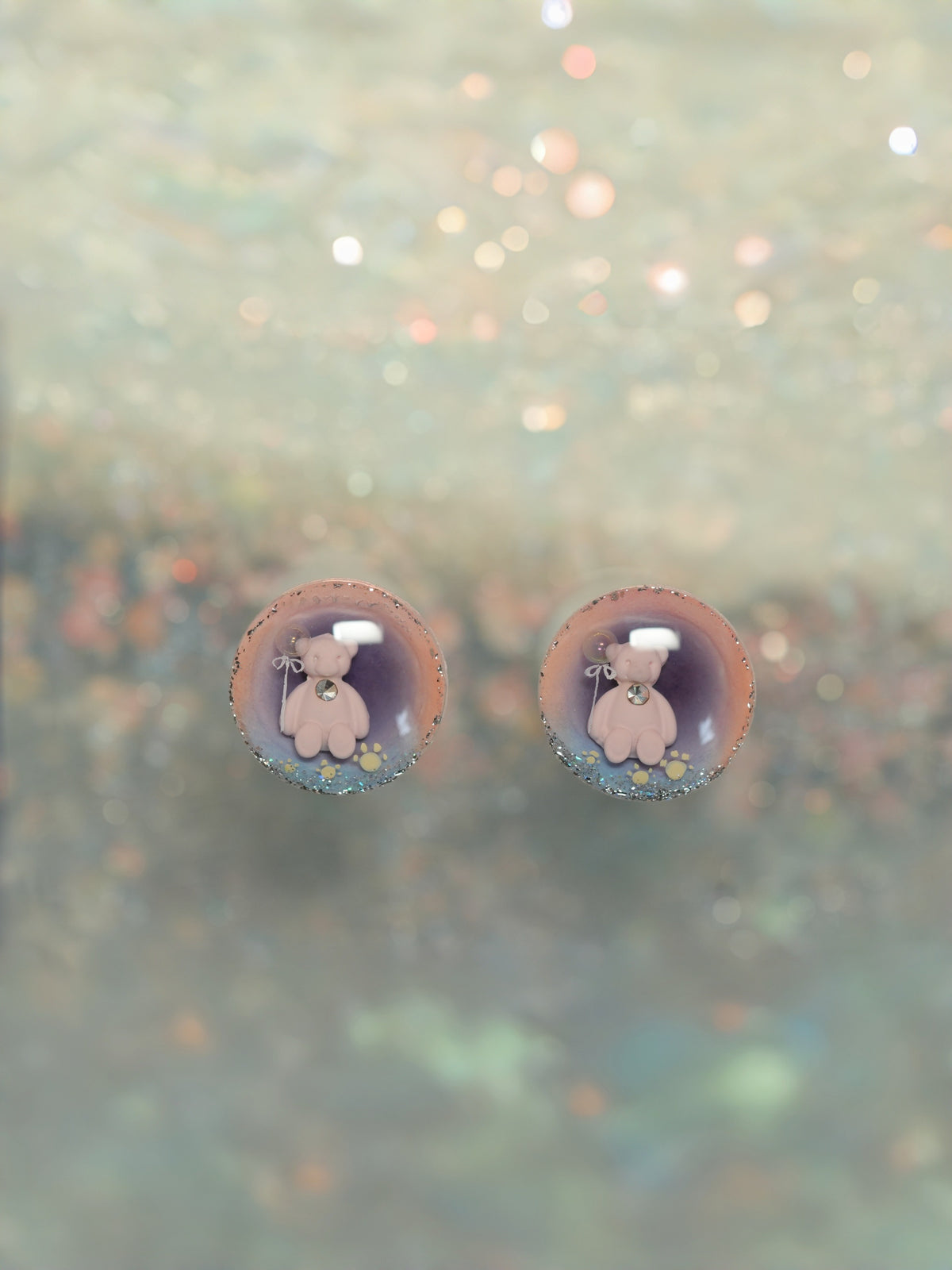 Purple Pink Bear Blythe Eyechips - Handmade Doll Eyes - ToastDoll