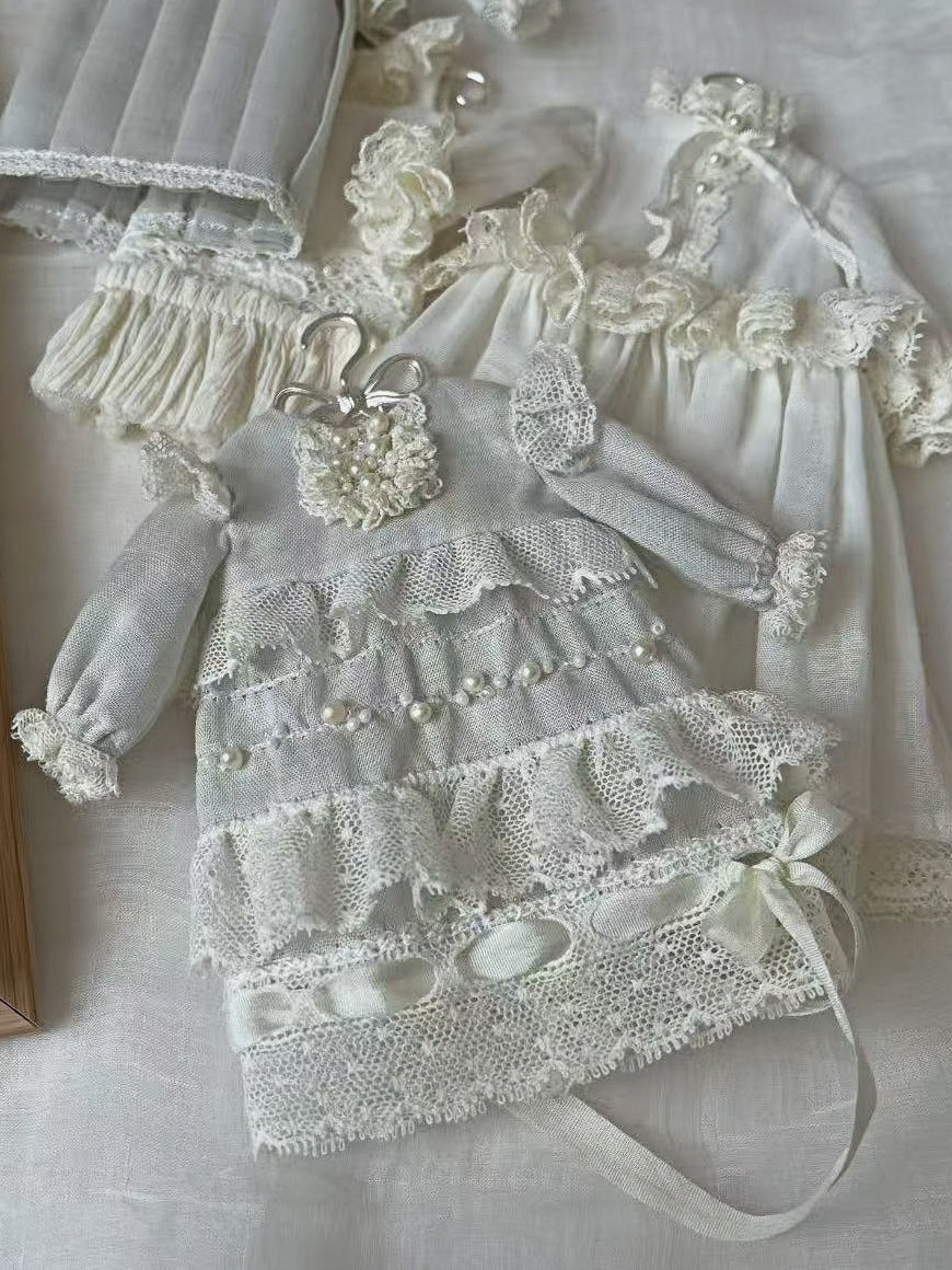Tiered Vintage Blythe 1/6 BJD Dress Flat Lay | ToastDoll