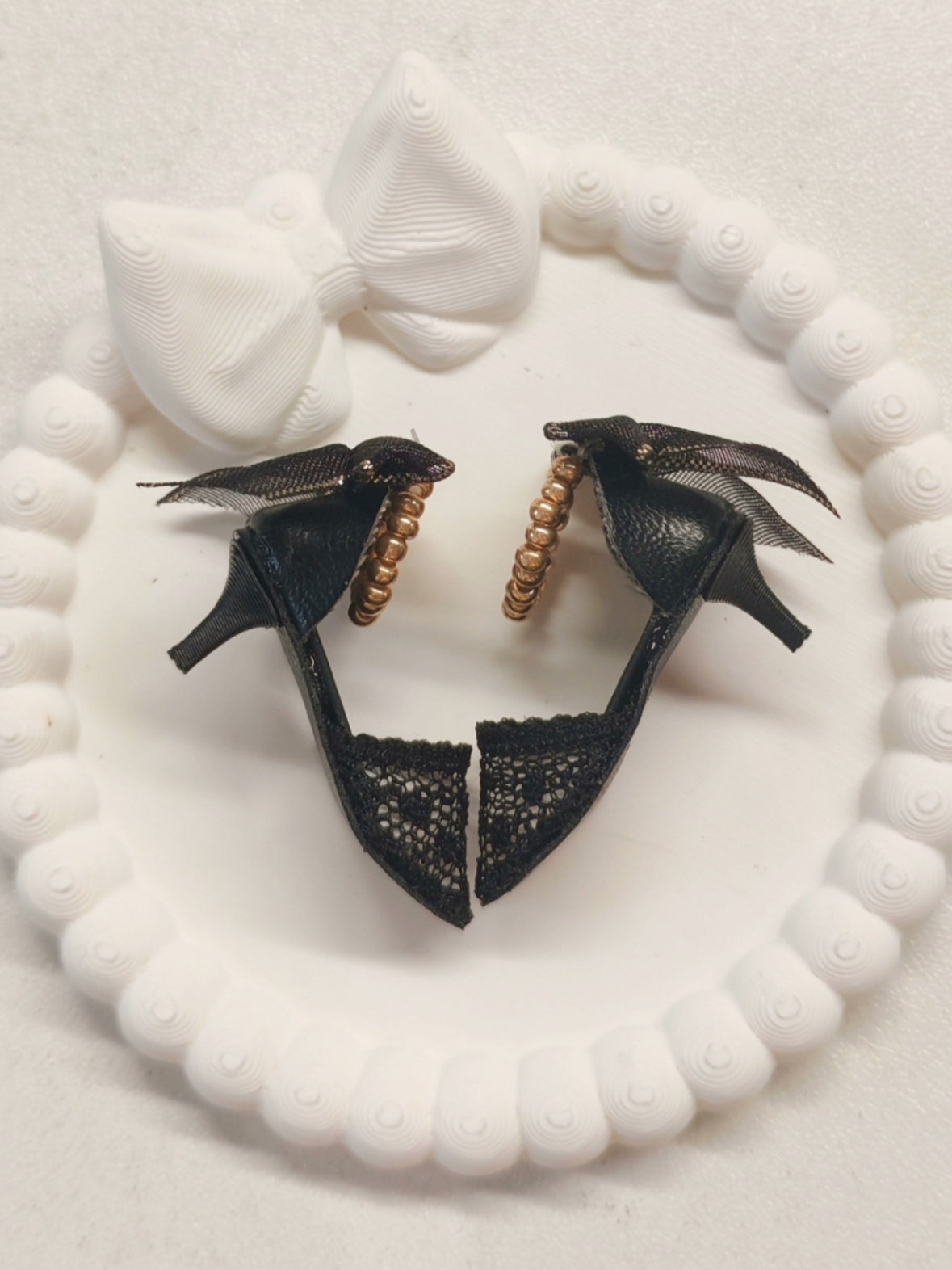 Pearl Bowknot Lace Blythe High Heel - Handmade Doll Shoes - ToastDoll