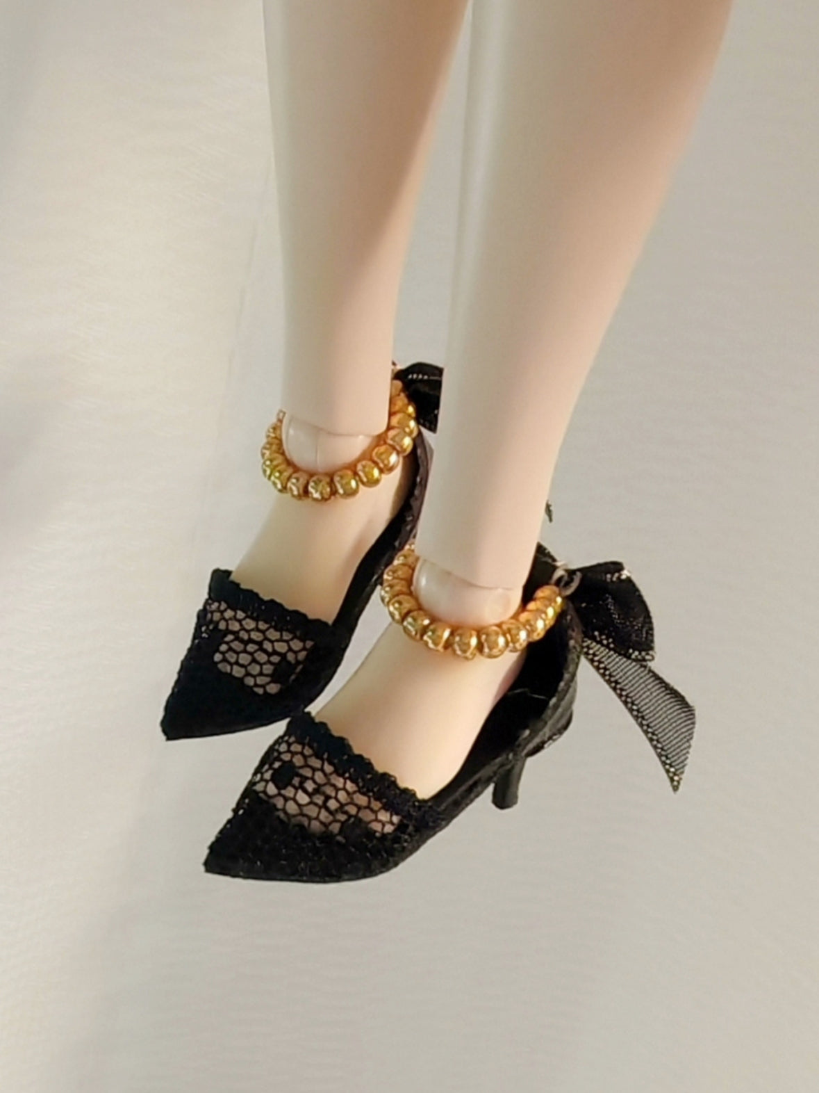 Pearl Bowknot Lace Blythe High Heel - Handmade Doll Shoes - ToastDoll