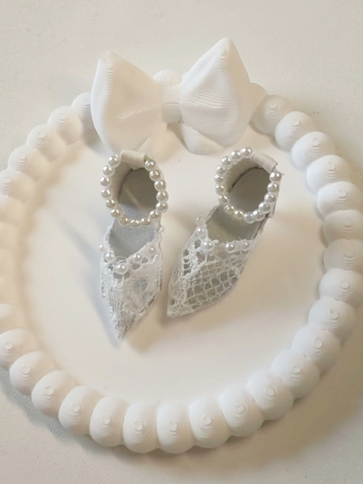 Pearl Bowknot Lace Blythe High Heel - Handmade Doll Shoes - ToastDoll