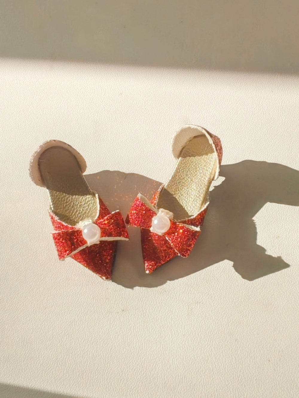 Glitter Pearl Bow Red Blythe High Heels | ToastDoll