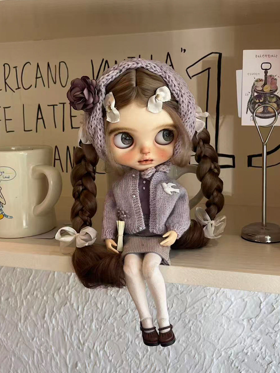 Handmade Outfit for Blythe/Pullip, Autumn Light Purple Sweater Set