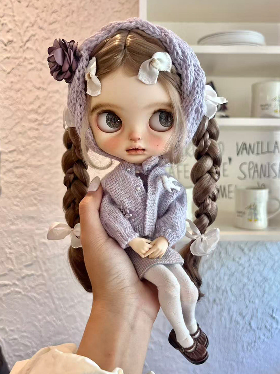 Handmade Outfit for Blythe/Pullip, Autumn Light Purple Sweater Set