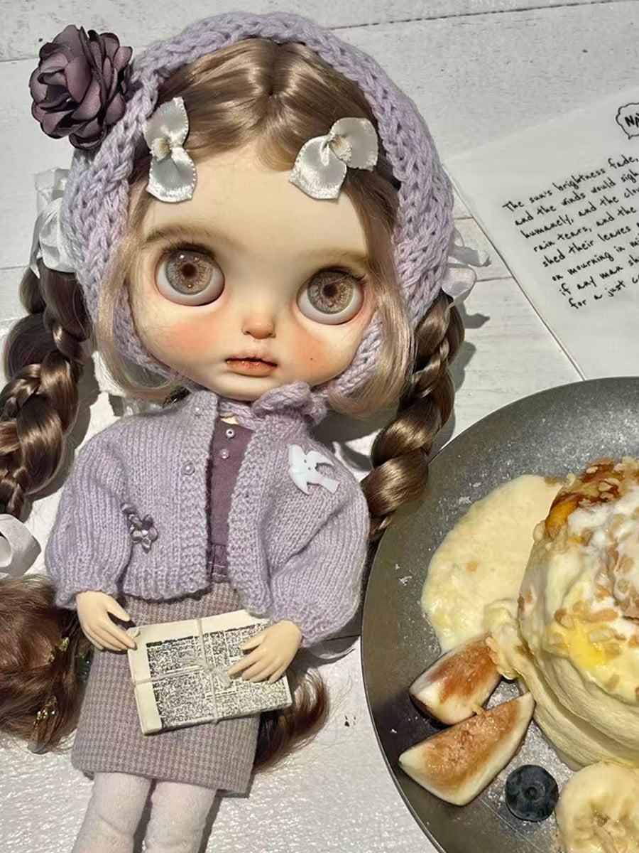 Handmade Outfit for Blythe/Pullip, Autumn Light Purple Sweater Set