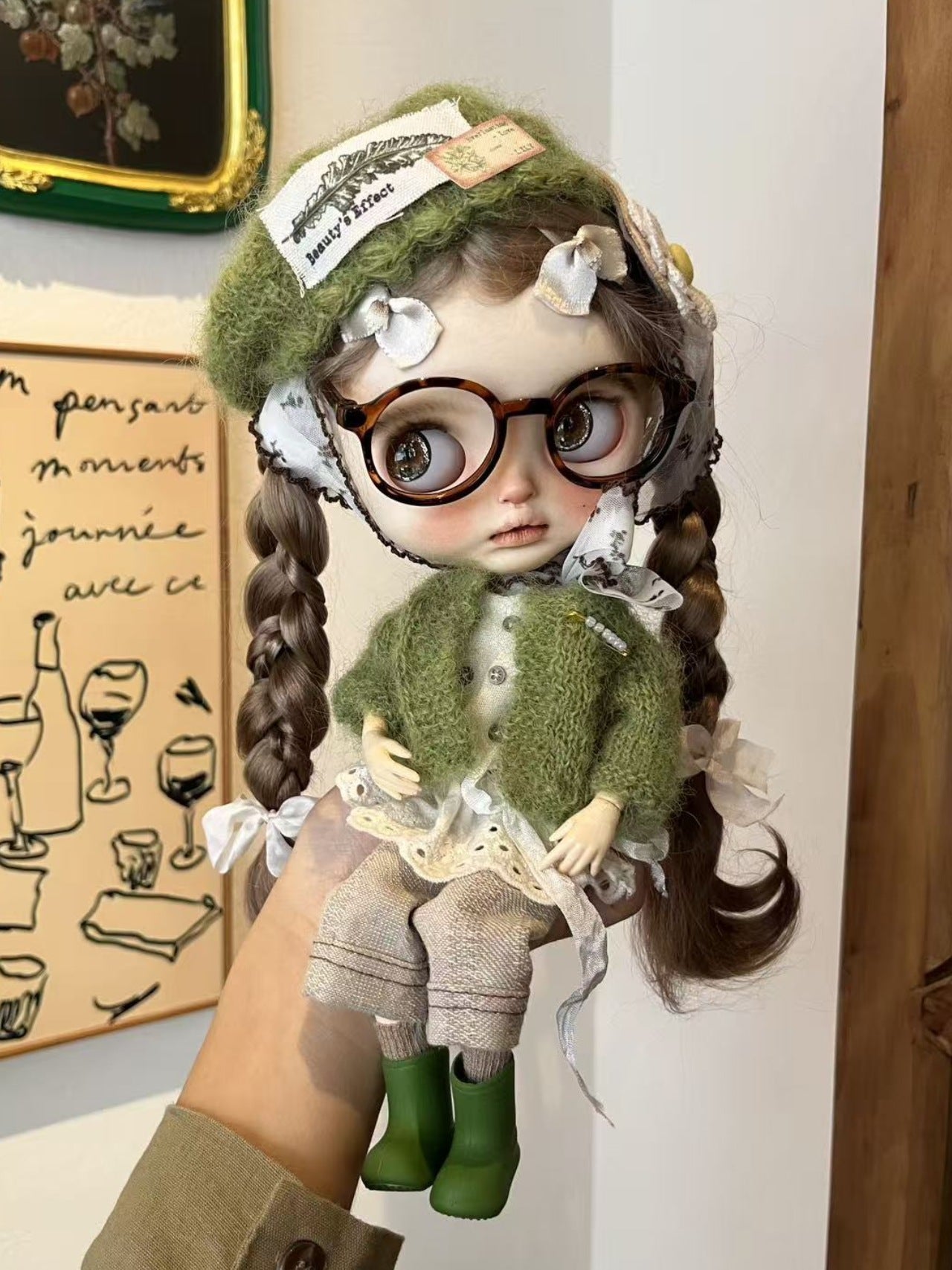 Handmade Outfit for Blythe/Pullip, Green Knit Clothes Set