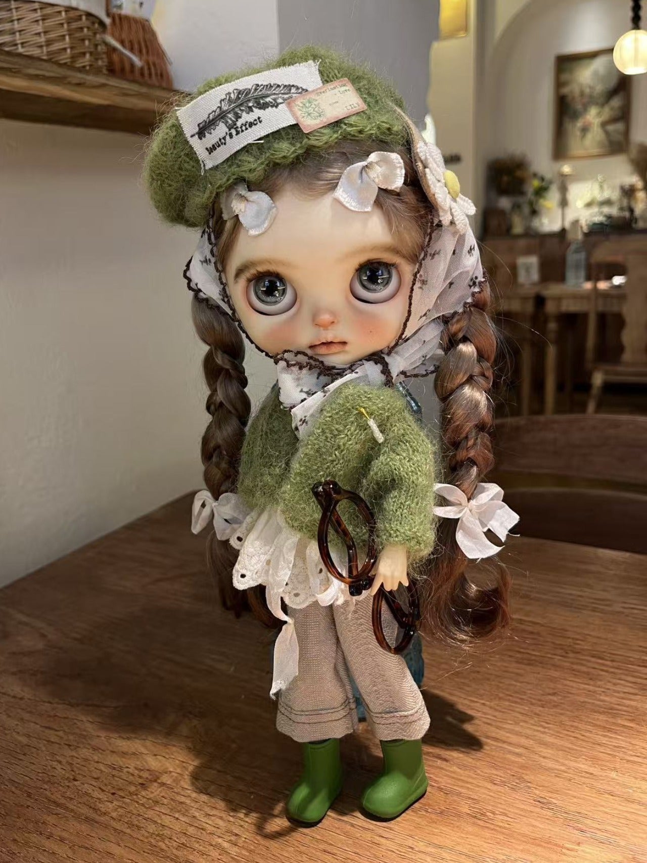 Handmade Outfit for Blythe/Pullip, Green Knit Clothes Set