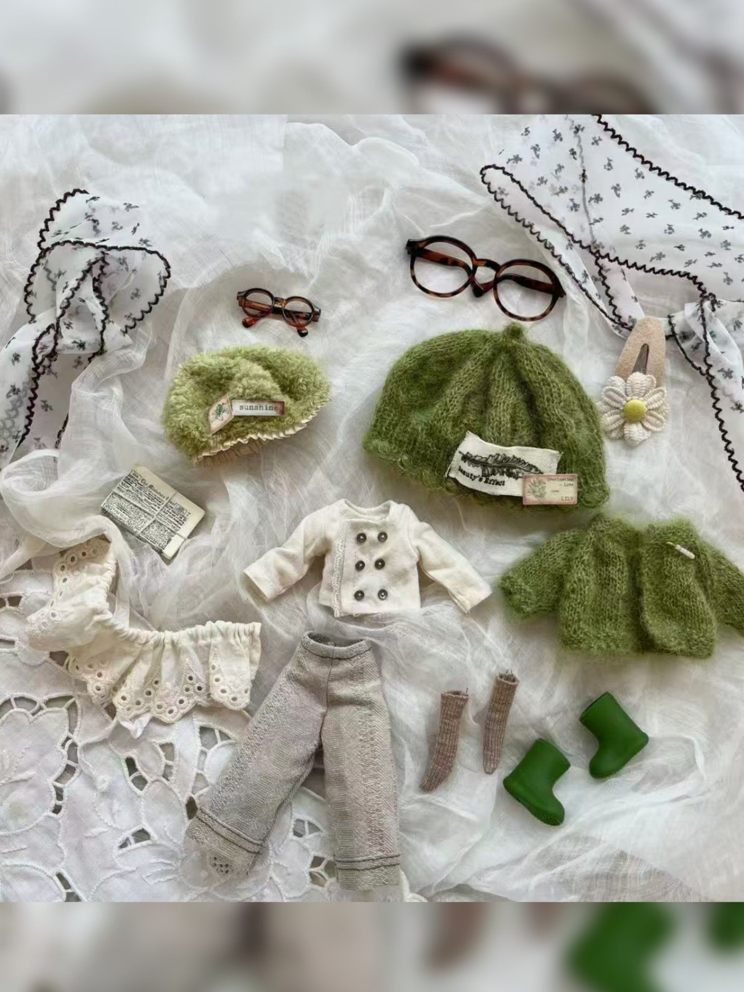 Handmade Outfit for Blythe/Pullip, Green Knit Clothes Set