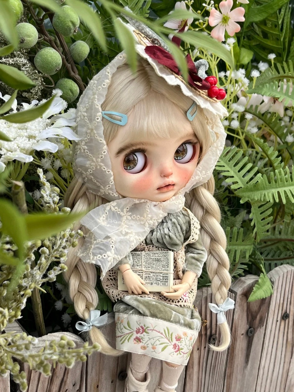 Handmade Outfit for Blythe/Obitsu/Pullip, Merry Christmas Silk Velvet Dress Set