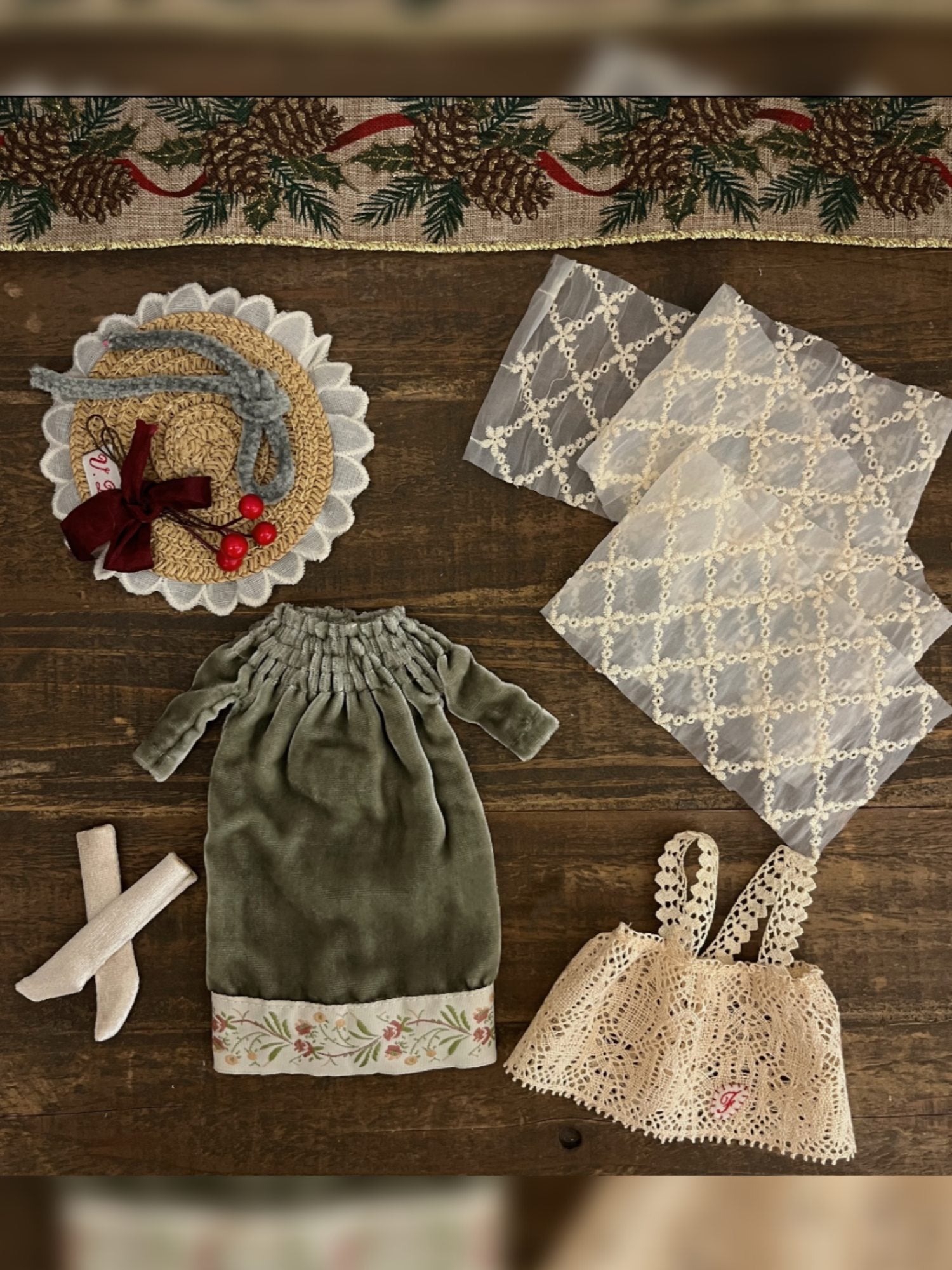 Handmade Outfit for Blythe/Obitsu/Pullip, Merry Christmas Silk Velvet Dress Set