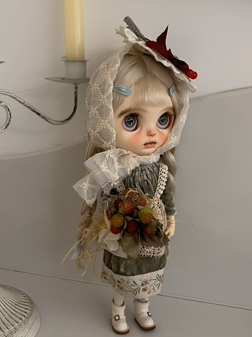 Handmade Outfit for Blythe/Obitsu/Pullip, Merry Christmas Silk Velvet Dress Set