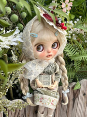 Handmade Outfit for Blythe/Obitsu/Pullip, Merry Christmas Silk Velvet Dress Set