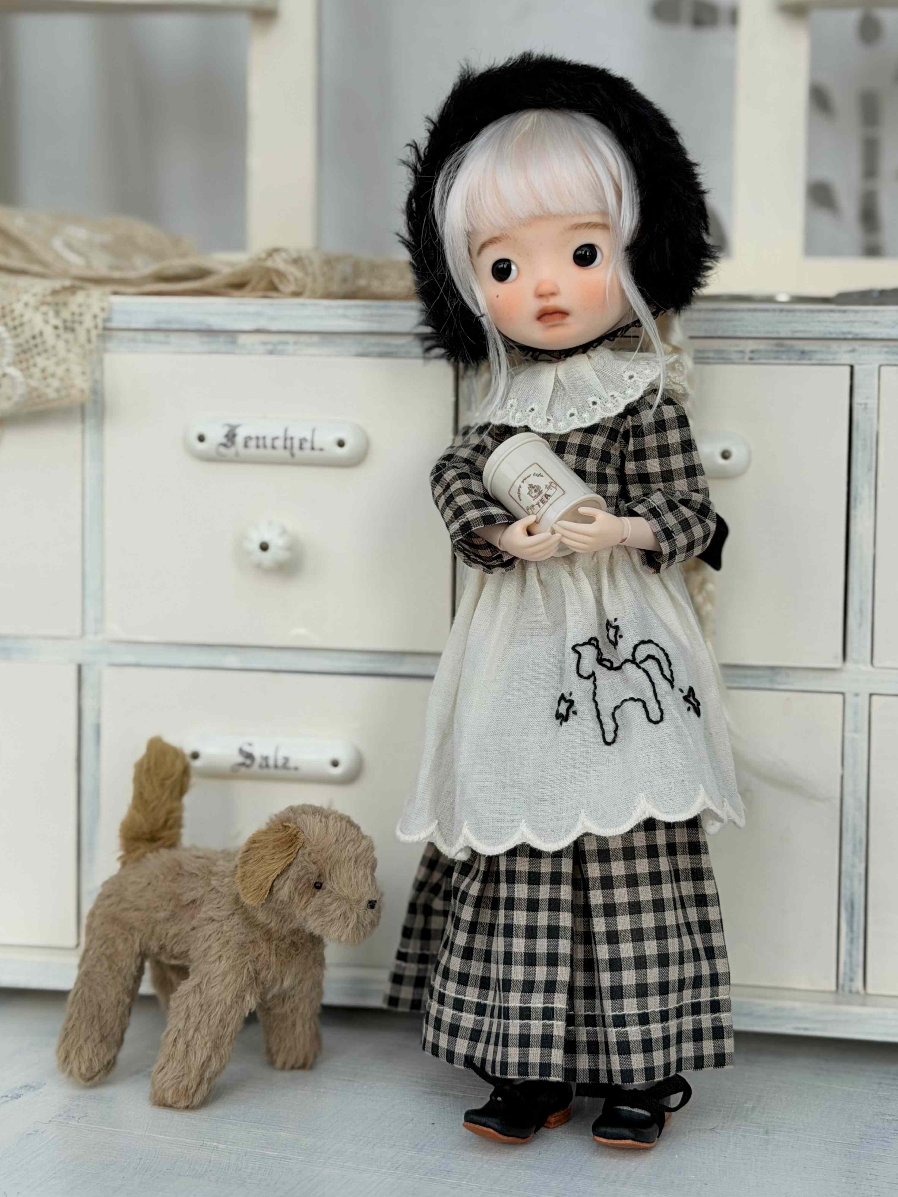 Monochrome Gingham Blythe BJD Outfit - Handmade Clothes Set - ToastDoll