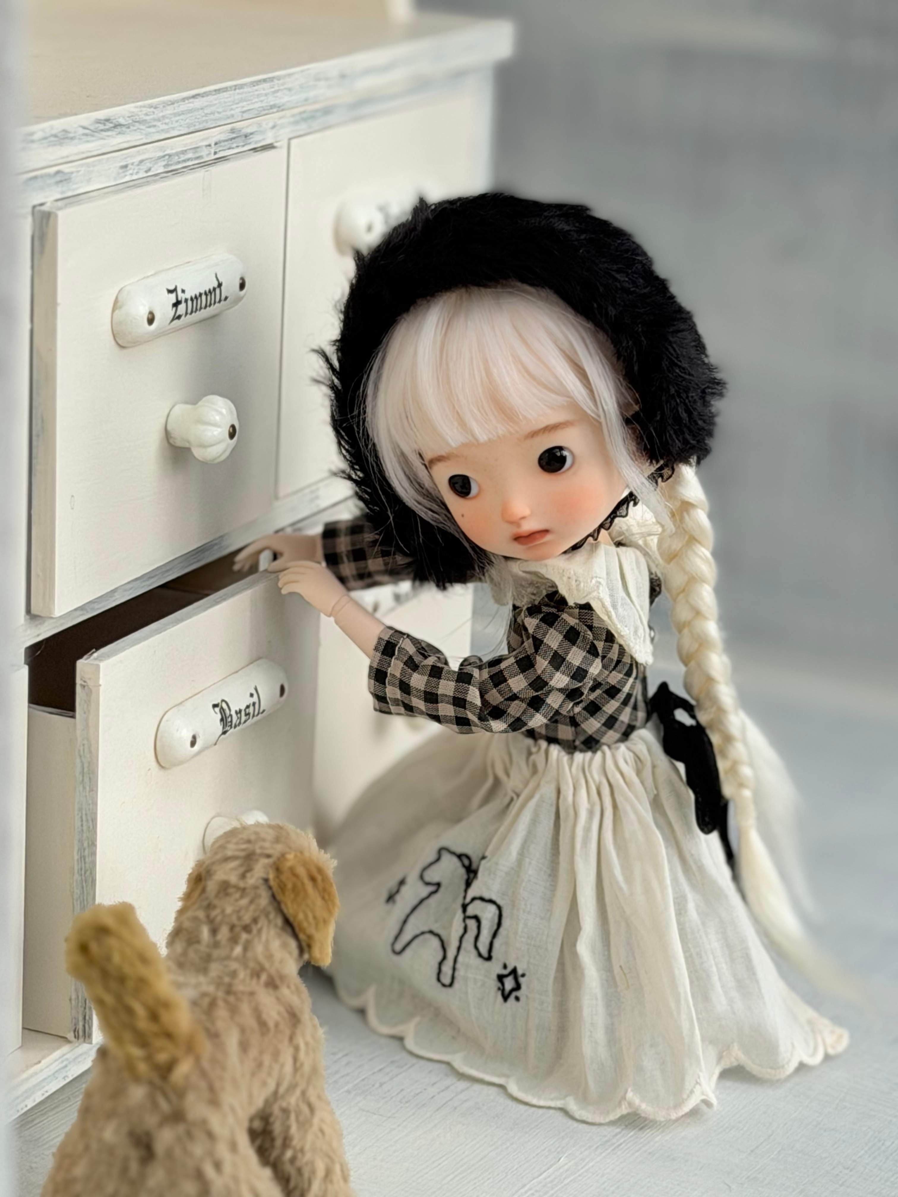 Monochrome Gingham Blythe BJD Outfit - Handmade Clothes Set - ToastDoll
