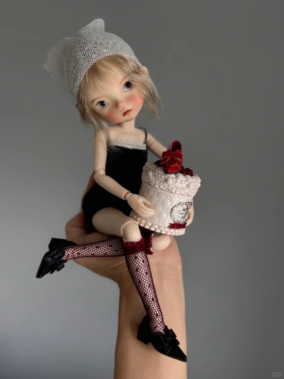 Handmade Shoes for Blythe/Obitsu, Pointed-Toe Mid Block Heel with Bow