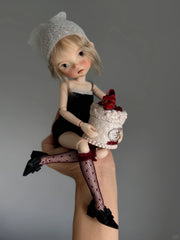 Handmade Shoes for Blythe/Obitsu, Pointed-Toe Mid Block Heel with Bow