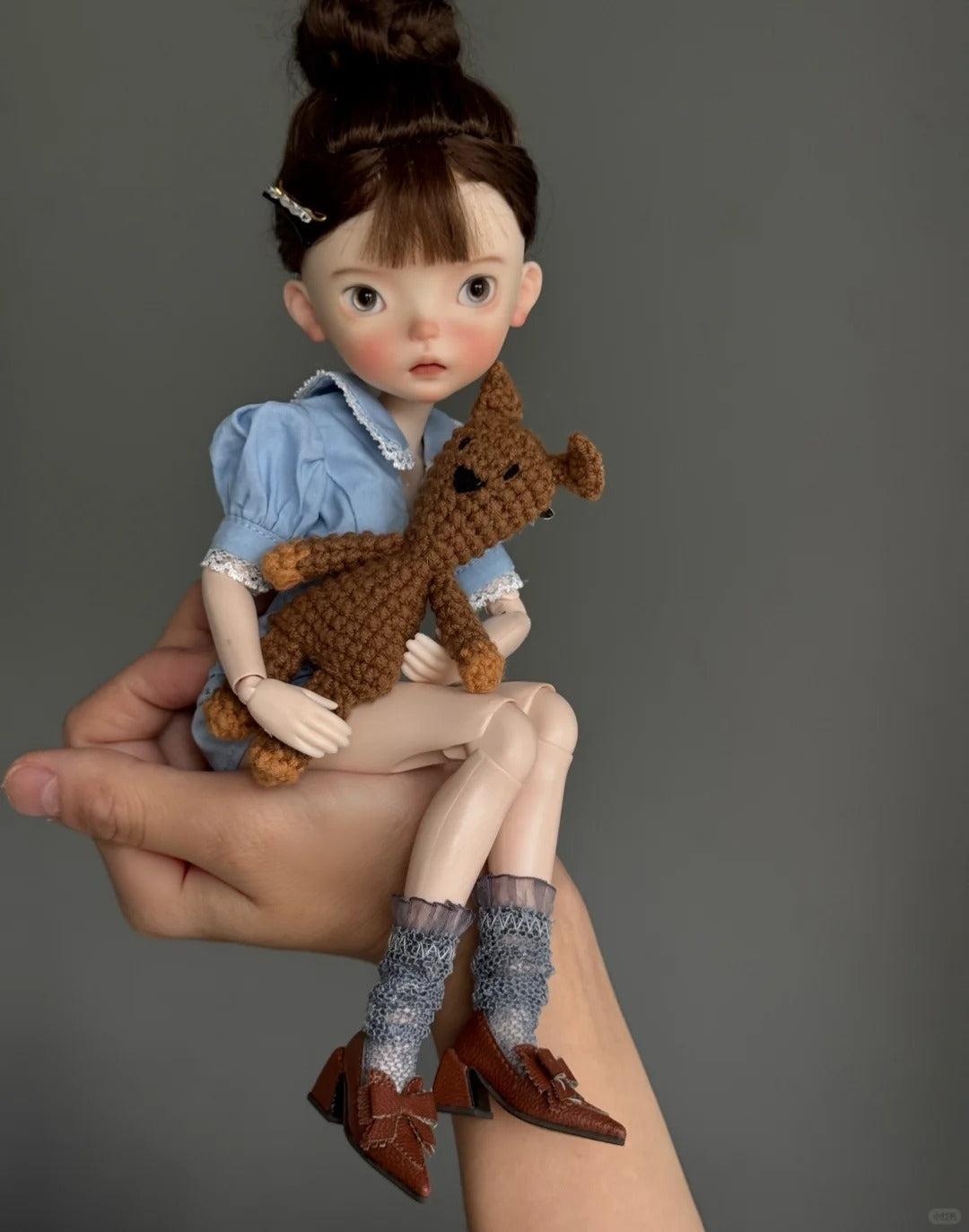 Handmade Shoes for Blythe/Obitsu, Pointed-Toe Mid Block Heel with Bow