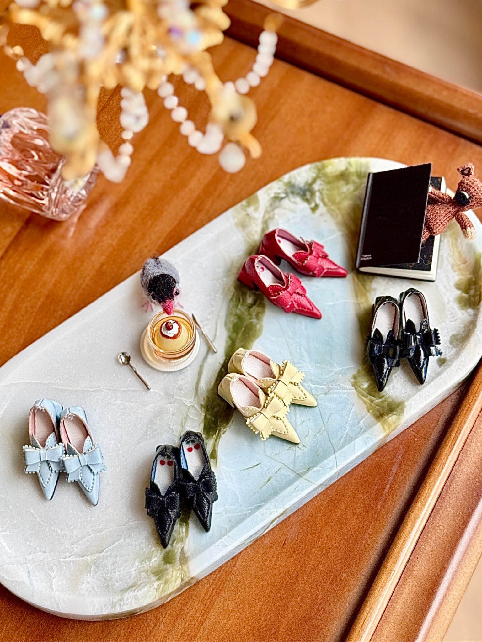 Handmade Shoes for Blythe/Obitsu, Pointed-Toe Mid Block Heel with Bow