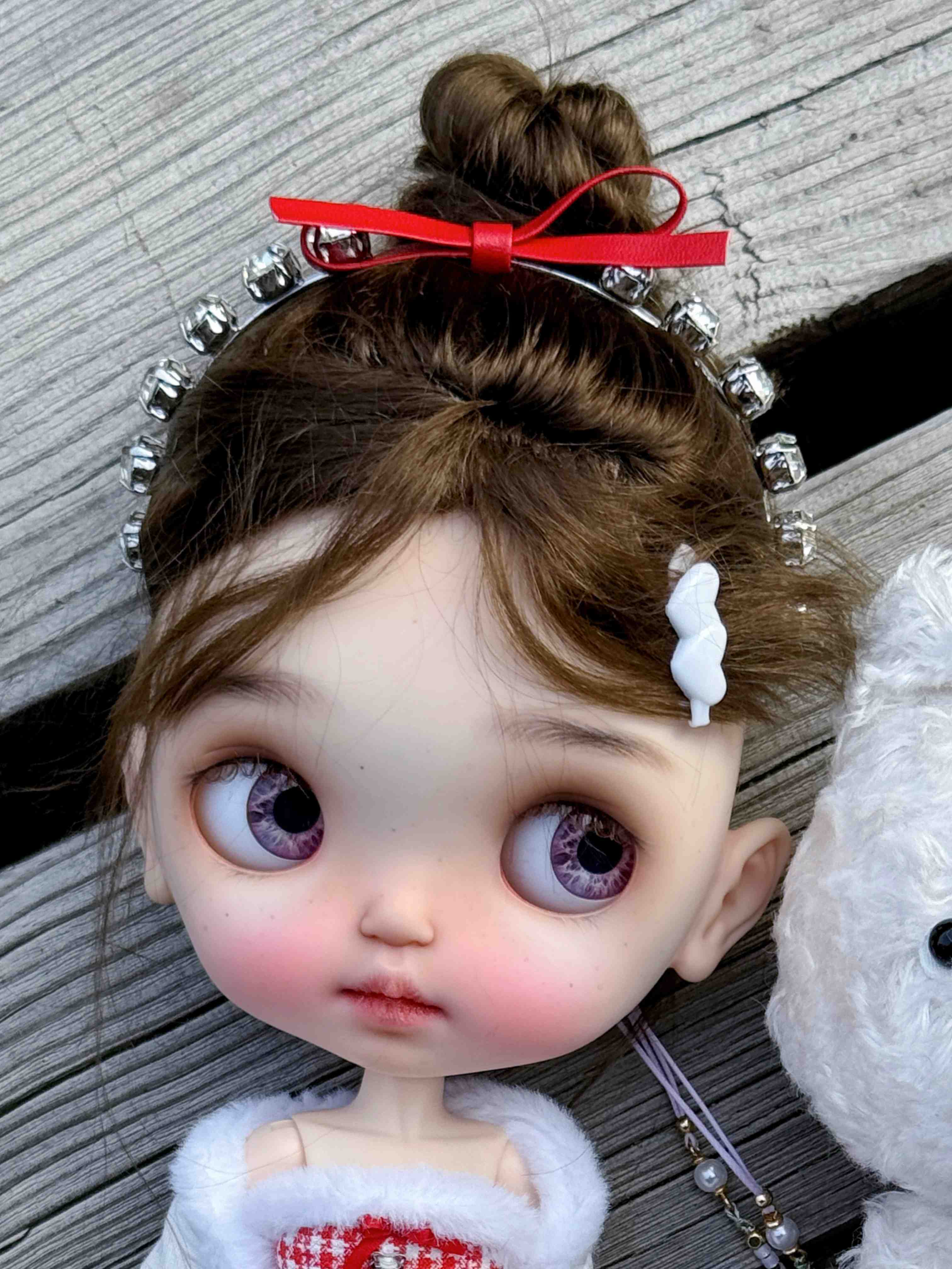 Handmade Outfit for Blythe/Obitsu,Faux Fur Plaid Corset Top Skirt Suit