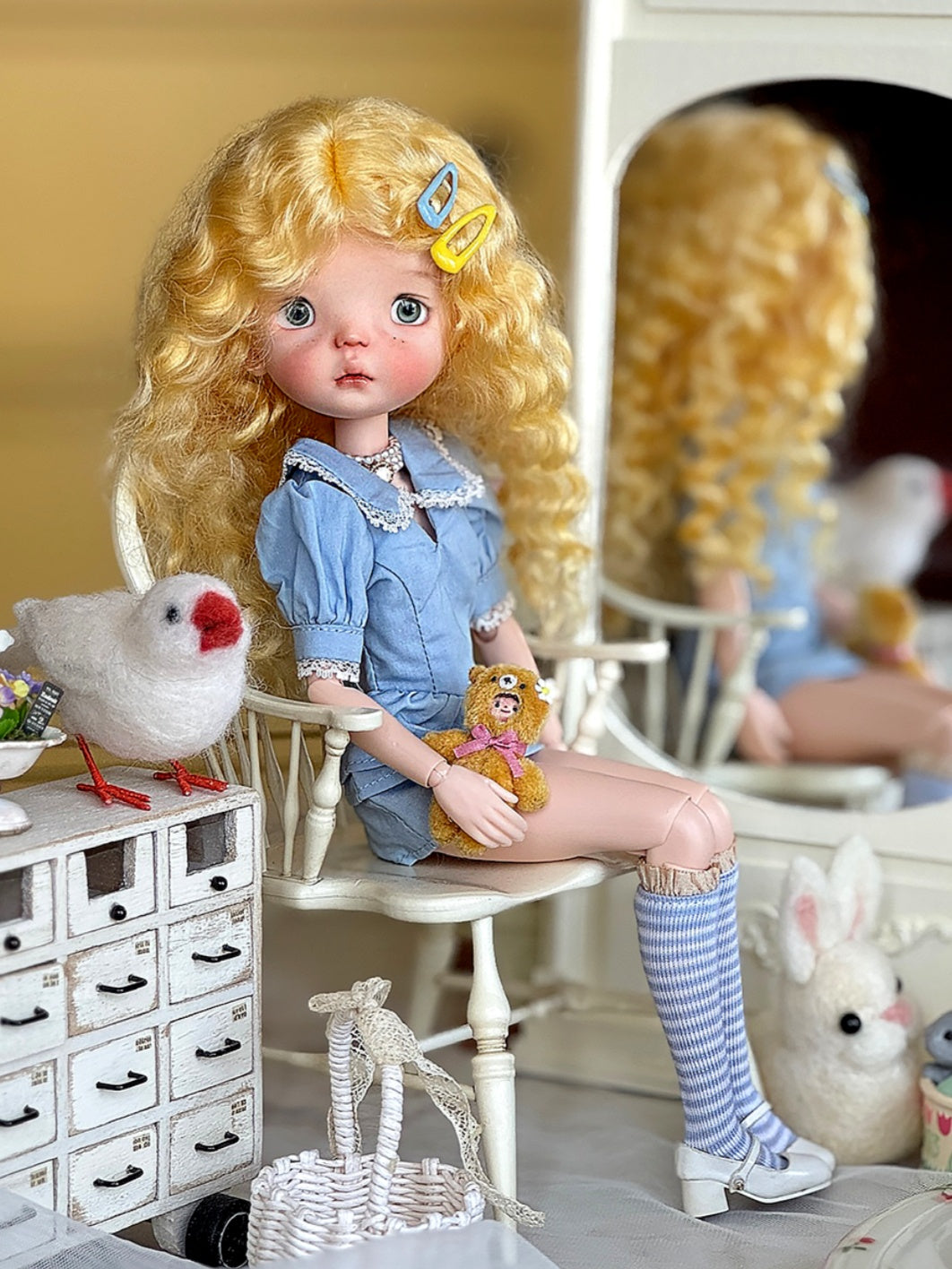 Handmade Outfit for Blythe/Pullip/Obitsu, Peter Pan Collar Fit & Flare Dress
