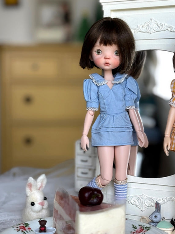 Handmade Outfit for Blythe/Pullip/Obitsu, Peter Pan Collar Fit & Flare Dress