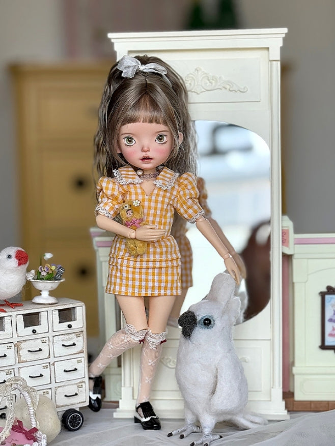Handmade Outfit for Blythe/Pullip/Obitsu, Peter Pan Collar Fit & Flare Dress