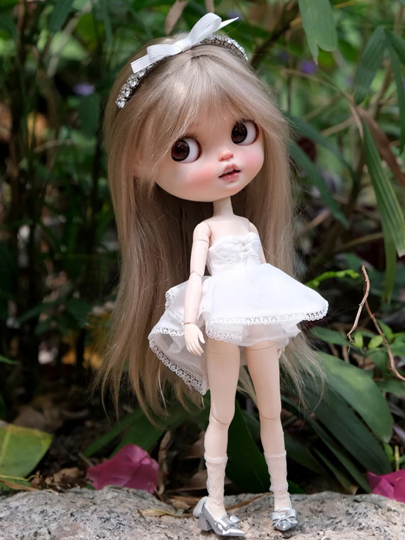 Handmade Outfit for Blythe/Pullip/Obitsu, Dreamy Princess Dress Set with Grand Train