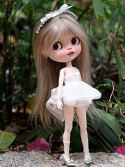 Handmade Outfit for Blythe/Pullip/Obitsu, Dreamy Princess Dress Set with Grand Train