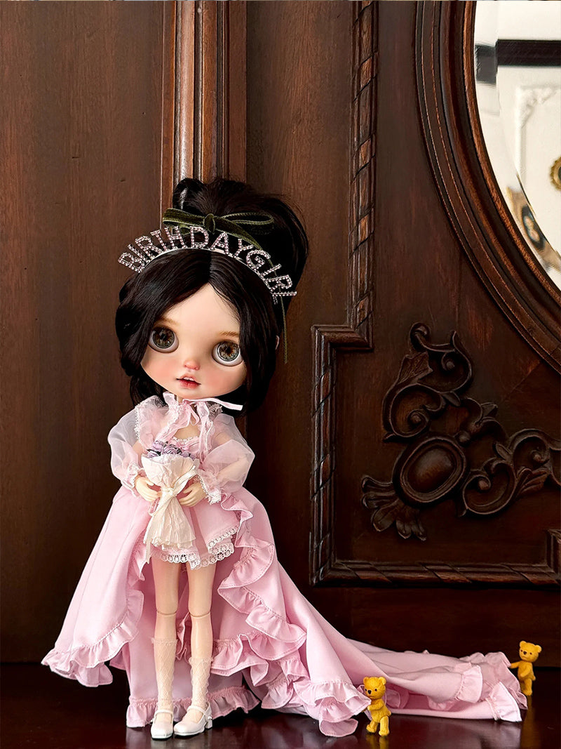 Handmade Outfit for Blythe/Pullip/Obitsu, Dreamy Princess Dress Set with Grand Train