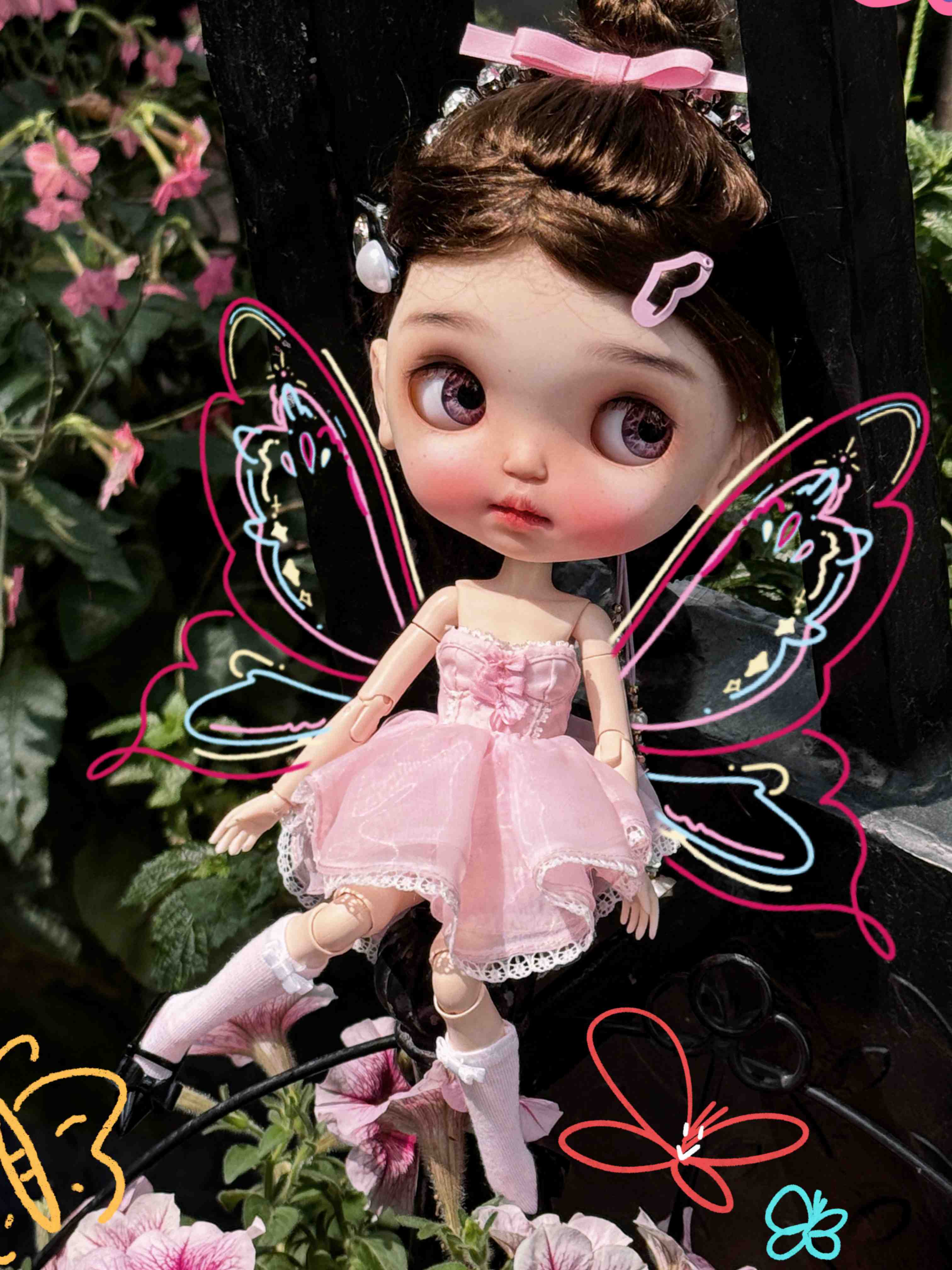 Handmade Outfit for Blythe/Pullip/Obitsu, Dreamy Princess Dress Set with Grand Train