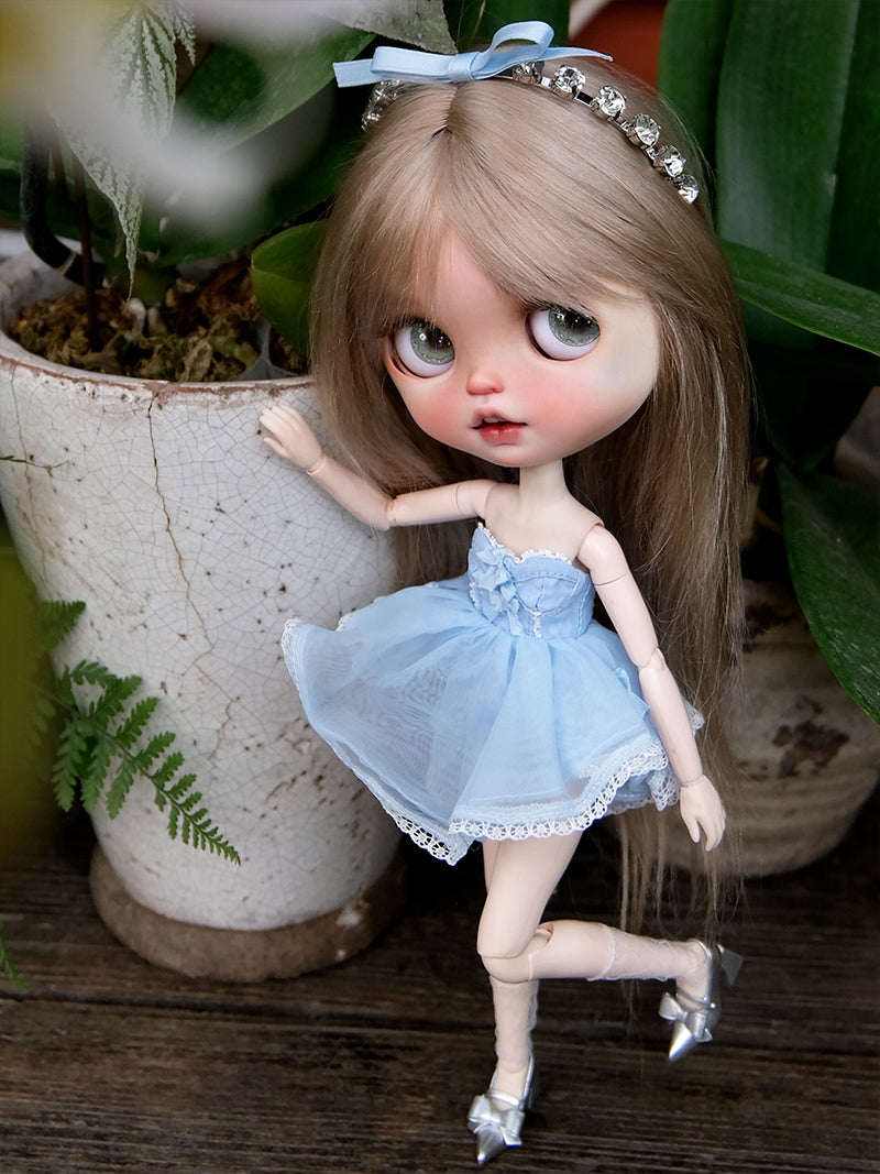 Handmade Outfit for Blythe/Pullip/Obitsu, Dreamy Princess Dress Set with Grand Train
