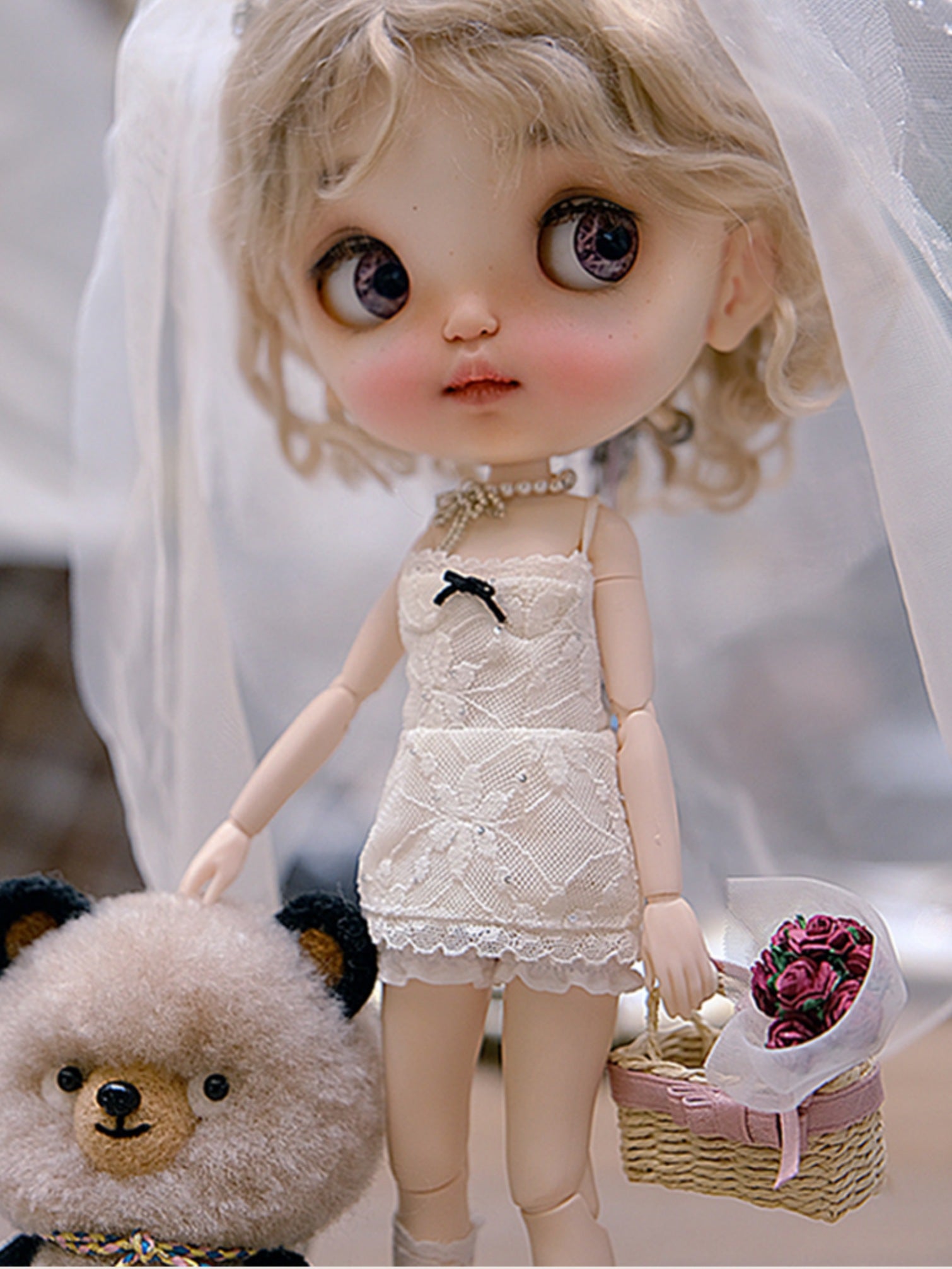 Handmade Outfit for Blythe/Pullip/Obitsu, Sweet Slim Sleeveless Mini Dress