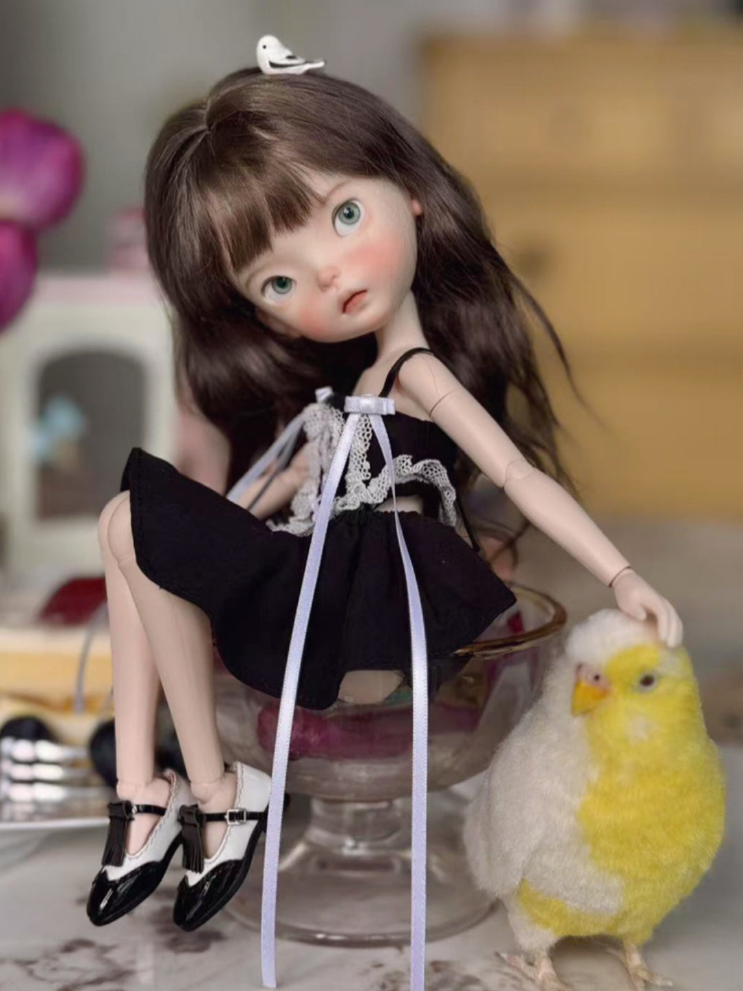 Handmade Outfit for Blythe/Pullip/Obitsu, High Waist Sweetheart Sleeveless Mini Dress