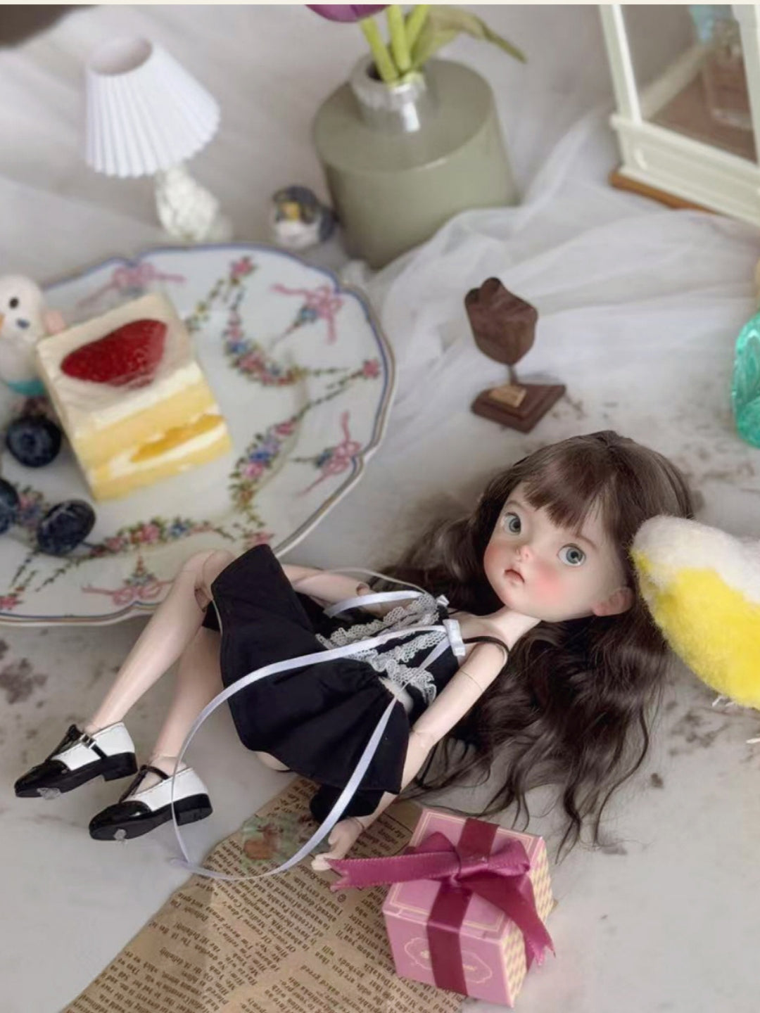 Handmade Outfit for Blythe/Pullip/Obitsu, High Waist Sweetheart Sleeveless Mini Dress