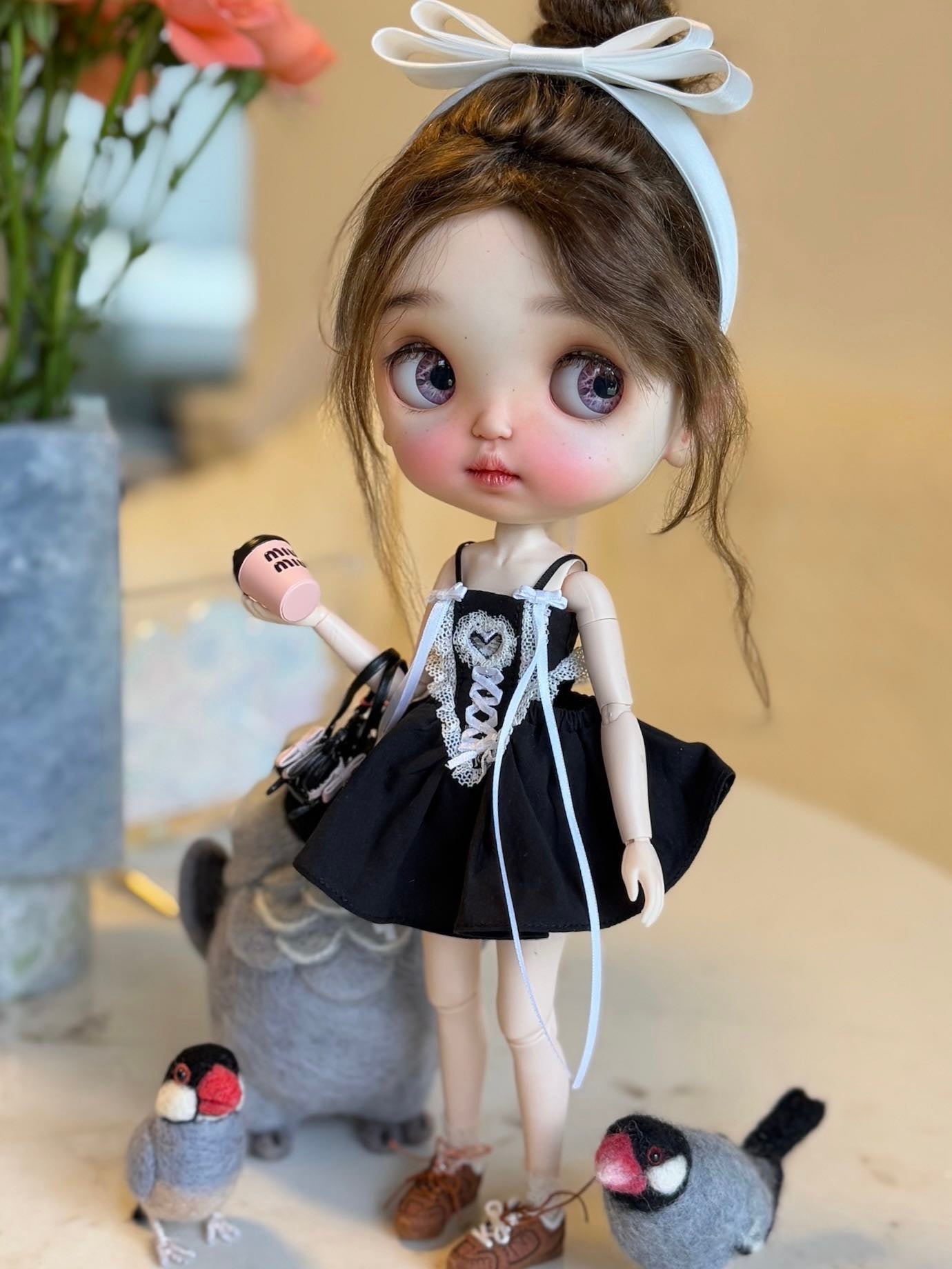 Handmade Outfit for Blythe/Pullip/Obitsu, High Waist Sweetheart Sleeveless Mini Dress