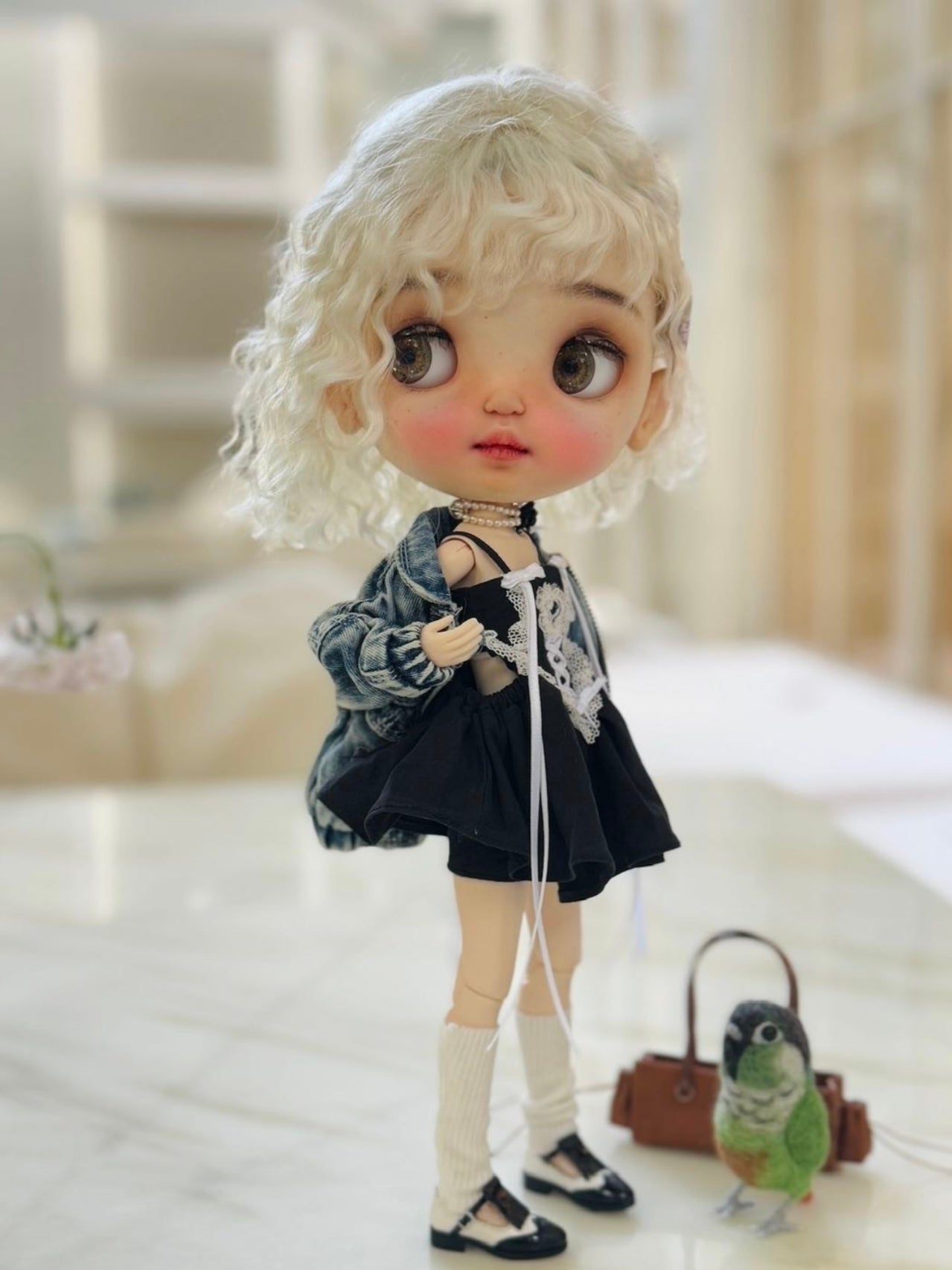 Handmade Outfit for Blythe/Pullip/Obitsu, High Waist Sweetheart Sleeveless Mini Dress