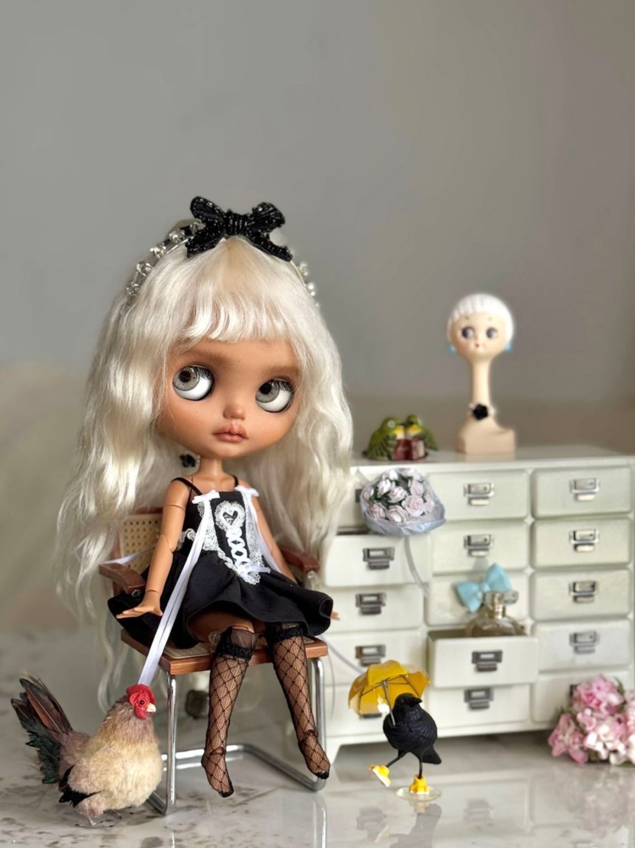 Handmade Outfit for Blythe/Pullip/Obitsu, High Waist Sweetheart Sleeveless Mini Dress