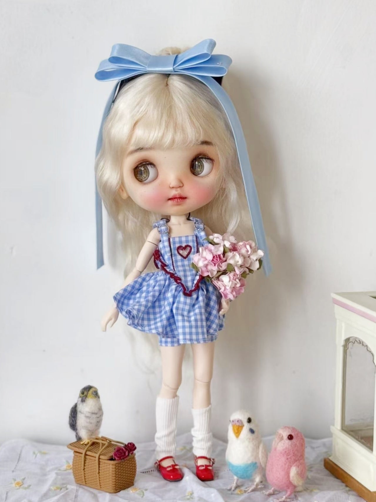 Handmade Outfit for Blythe/Pullip/Obitsu, High Waist Sweetheart Sleeveless Mini Dress